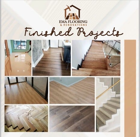 Flooring installations and staircase work collage